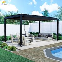 Pergola Bioclimatique Motorisée en Aluminium 3x3 avec Lamelles Latérales Extérieures Rétractables pour Terrazzo