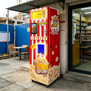 Grand kiosque de cinéma 24h/24 sans personnel, distributeur automatique de pop-corn frais, paiement par code QR et pièces de monnaie, libre-service - Product Image 1