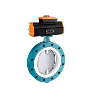 صمام فراشة Ptfe من حديد الدكتايل الناعم <span class=keywords><strong>PN10</strong></span> ، صمام فراشة يدوي من الفولاذ المقاوم للصدأ ، صمام فراشة مبطن بالفلور - Product Image 4