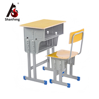 Ensemble bureau et chaise scolaire moderne à double tiroir, réglable en hauteur, pour position assise ou debout, avec poche pour sac à dos pour étudiants