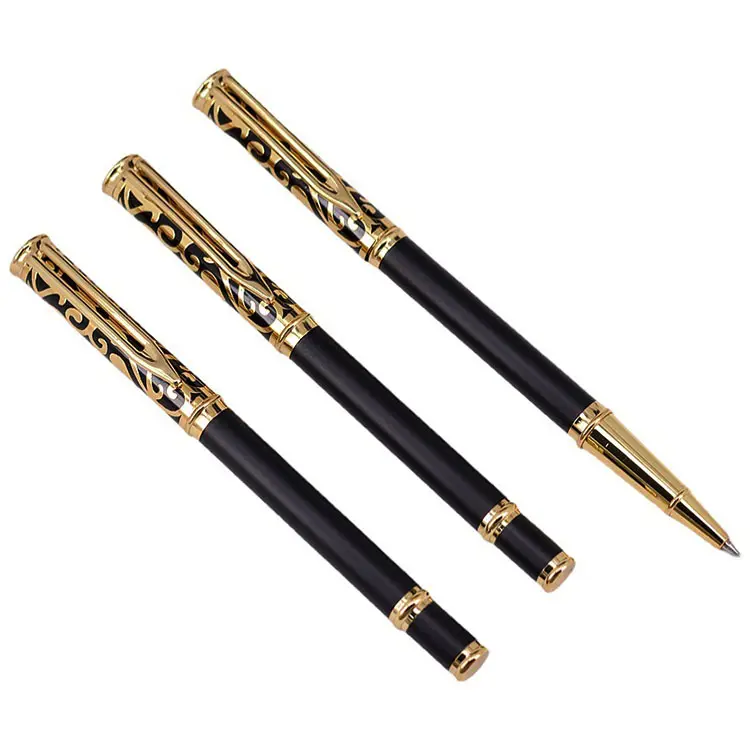 Venta al por mayor de lujo Golden Eagle Black Business Signature Metal Gel Pen con logotipo personalizado impreso para regalo