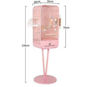 Küçük ve Orta Boy Papağanlar için Standlı ve Oyuk Yaprak Tasarımlı Büyük Basit Metal Kuş Kafesi - Product Image 3