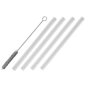 Leonardo Trinkhalm Glas klar mit Reinigungsbürste 15cm 4er - Product Image 1