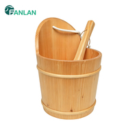 Seau et pelle en bois de pin Fanlan pour sauna et spa avec récipient intérieur pour pierres chaudes et eau
