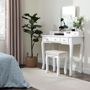 Coiffeuse moderne en bois avec miroir sur pied et tabouret Nouvelle arrivée Meubles de <span class=keywords><strong>chambre</strong></span> ou d'appartement pour filles - Product Image 5