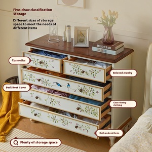 Legno massello stile retrò americano comò a cinque cassetti avanzato senso di stoccaggio della parete per la camera da letto soggiorno pittura a colori disponibile - Product Image 3