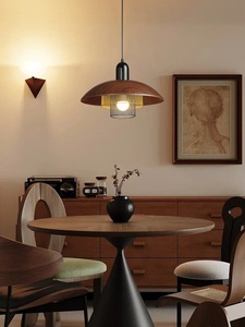 <span class=keywords><strong>Lustre</strong></span> de restaurant en <span class=keywords><strong>fer</strong></span> forgé couleur noyer style vintage, silencieux, en PMMA, à économie d'énergie, pour table de salle à manger d'auberge et ambiance de bar - Product Image 4