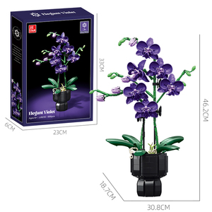 Hot Sản Phẩm Bán Chạy DIY Tím Bướm Phong Lan Trang Trí Nội Thất Hoa Khối Xây Dựng Bộ Trang Trí Câu Đố Lắp Ráp Bó Hoa Đồ Chơi Mang Một Bình - Product Image 5