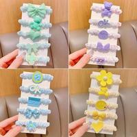 CLARMER Set Ikat Rambut Hati Kustom Buatan Tangan Aksesori Bayi Beruang Bunga Warna Permen Manis Korea untuk Grosir