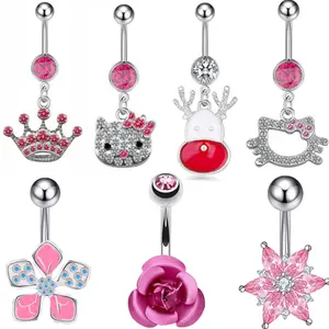 Anillo para el ombligo de hello kitty, joyería para el cuerpo, fabricantes de anillos para el ombligo