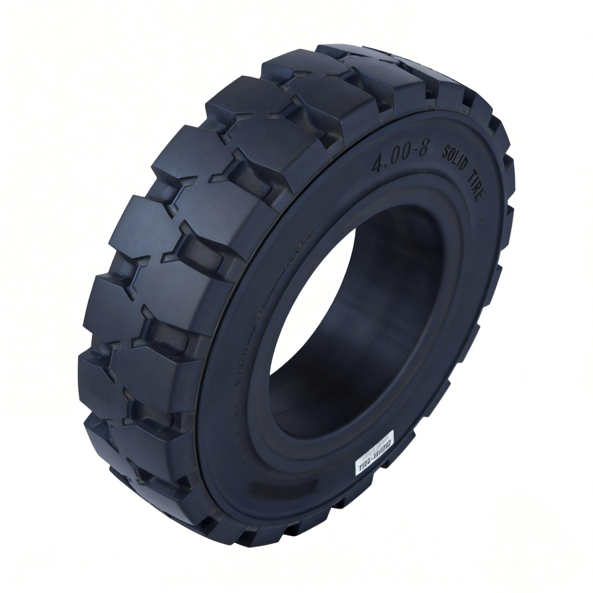 4.00-8 Solid Forklift Tire Press Fit Solid Tyre Black Wear Resistant Type Eco-Friendly Non-Marking Type Custom Available