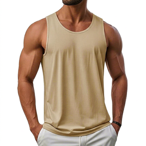 Men's Solid Color Sleeveless Tank Top O-Neck Knitted Quick Dry Polyester Casual Muscle <b>Vest</b> - Product Image 1