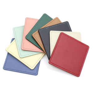 Round Pu <b>Leather</b> Coasters 10Cm Solid Color Modern Style Bar Mats Coffee <b>Placemats</b> Customizable For Promotional Activities - Product Image 4