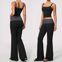 Maßgeschneiderte Damen Ärmellose Elastische 3-Teilige Yoga-Sets Farbblockierung Hohe Taille Bauchkontrolle Atmungsaktiv Schnelltrocknend Fitness-Sets