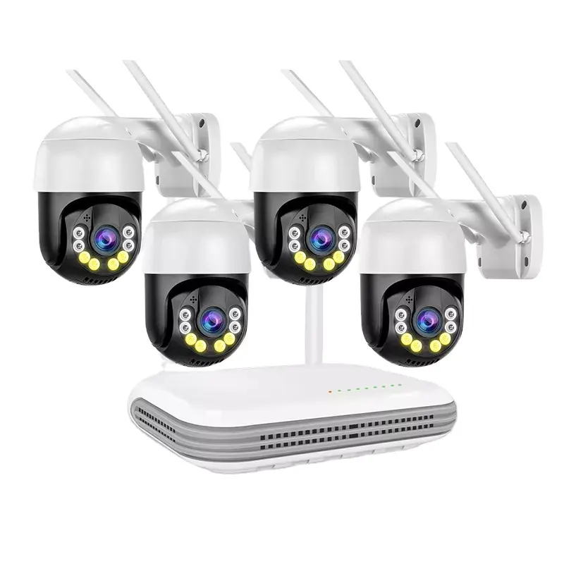 2022 nuevo WiFi PTZ Kit cámara domo 4CH Kit de cámara IP inalámbrica 4MP CCTV Wifi sistema de cámara XM Icsee compatible con Audio de 2 vías