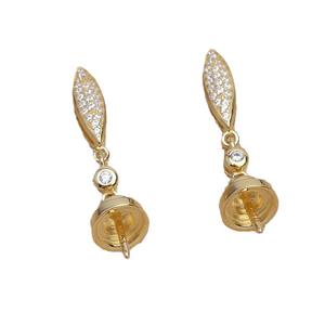 Boucles d'oreilles à crochet en argent S925 pour femme, simples, avec 7-8 perles, accessoires de bijoux DIY, plateau vide semi-fini 1213 - Product Image 5