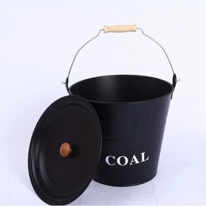 Iron Metal <strong>Coal</strong> <strong>Bucket</strong> <strong>with</strong> <strong>Lid</strong> for Ash Disposal in Fireplaces-Essential Accessory in Fireplace Sets - Product Image 6