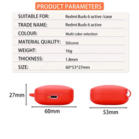 Étui en silicone de gros pour écouteurs Xiaomi Redmi Buds 6 Active, housse de protection anti-perte avec porte-clés portable, plusieurs couleurs