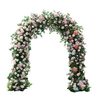 Arche florale ronde rose de luxe en gros, centre de table, arche de fleurs artificielles, toile de fond pour mariages et événements
