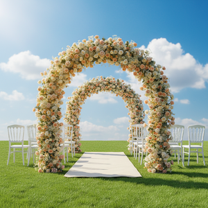 Arreglo de Arco Metálico de Lujo con Flores Artificiales y Follaje Verde para Decoración de Eventos, Ceremonias de Boda y Fiestas, con Arco Floral de Rosas - Product Image 1