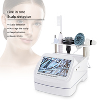 Masseur de cuir chevelu portable 5 en 1 anti-chute de cheveux avec scanner de follicules et analyseur de peau, appareil de soin des cheveux et de beauté