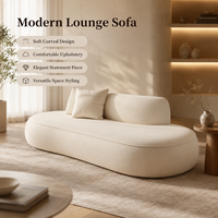 Canapé lounge incurvé moderne et bio, couleur crème, profil bas, canapé contemporain pour salon