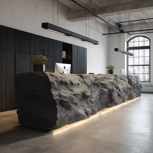 Mostrador de Recepción Extensible Moderno Impreso en 3D con Textura de Piedra Gris para Edificios de Oficinas e Interiores de Hoteles - Product Image 2
