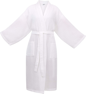 Unisex 100% Cotton Kimono Bath Robes Waffle Spa Design Lightweight Woven Summer Perfect Unisex Spa Robe