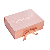 Luxuriöse Rosa Magnetische Faltbare Geschenkbox Maßgefertigte Starre Kartonverpackung mit Seidenband-Verschluss für Haarverlängerungen und Kleidung