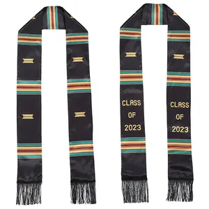Factory Wholesale Double tassel shawl Satin Graduation sash logo graduation stole Adult Etiquette Scarf Honor Sash