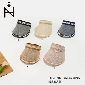 Visera de Paja con Clip para el Cabello 31587, 240 Piezas, Sombrero de Protección Solar de Moda para Mujer, Uso en Exteriores - Product Image 3