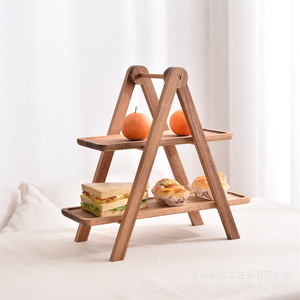Étagère de rangement triangulaire à 3 niveaux en bois massif pour fruits et pain, usage domestique, type sur pied, couleur acacia, durable - Product Image 4