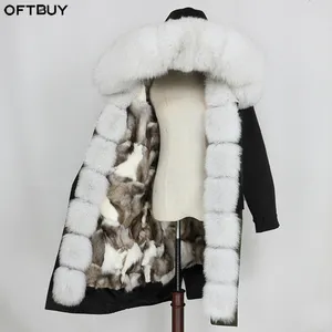 OFTBUY निविड़ अंधकार ऊपर का कपड़ा X-लंबी Parka असली फर कोट सर्दियों जैकेट महिलाओं प्राकृतिक एक प्रकार का जानवर फर कॉलर फॉक्स फर अस्तर वियोज्य