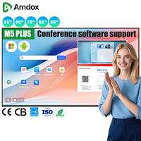 Tableau blanc interactif Amdox 65/75 pouces avec écran tactile capacitif Android 14, 40 points tactiles pour les conférences et les bureaux