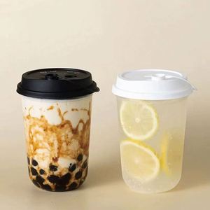 Gobelet en plastique PP rigide en forme de U de 90 mm avec logo personnalisé pour thé à bulles et jus de fruits - Product Image 3