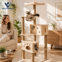 Arbre à chat capsule spatiale avec dôme en acrylique, maison pour chat en bois et pilier en sisal, mobilier d'escalade pour chat, vente en gros