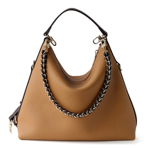 Women's Tote Bag Bucket Type Top-Grain Cowhide Amber Brown Black Zipper Buckle Everyday Minimalist Style Spring 2025 - Product Image 5