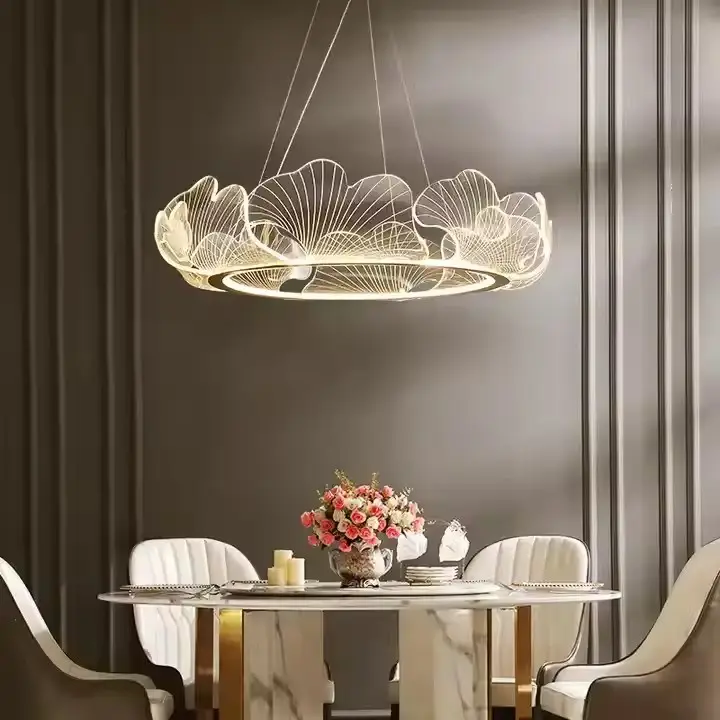 Хрустальный светодиодный подвесной светильник для гостиной, спальни, внутреннего освещения, роскошная люстра в виде листьев лотоса