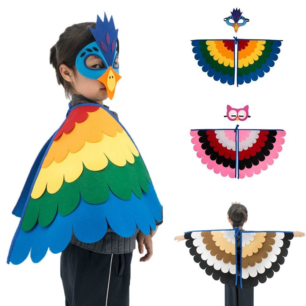 Disfraz De Pájaro Con Alas De Fieltro Y Máscara Para Niños – Alas De 112 Cm, Ideal Para Carnaval Y Fiestas