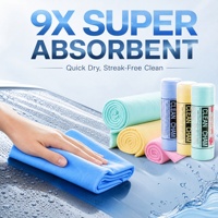 Rouleau de chiffons de lavage de voiture en PVA non tissé, personnalisés, à séchage rapide, écologiques, lisses, sans traces d'eau, durables, 9x plus absorbants