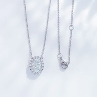 Pt950 Platin Labor-Diamant Ovaler Schliff Zerkleinerter Diamant IGI-Zertifiziert Seitenstein 0,245ct Fein Einstellbare Anhänger-Halskette Mode