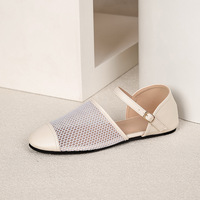 Chaussures plates Mary Jane en maille ajourée pour femmes, à bout fermé, avec bride à la cheville et boucle, décontractées, respirantes, pour l'été, pour le bureau, pour dames, 36-44