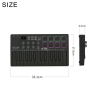 Tastiera Elettronica Professionale MIDI USB a 25 Tasti in Metallo, Pad Portatile Intelligente per Arrangiamenti con 101-200 Toni