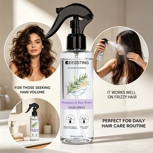 Soins capillaires biologiques personnalisés avec logo, renforcent les follicules, lissent les cheveux crépus, favorisent la croissance saine des cheveux, soins de beauté personnels, eau de riz au romarin - Product Image 3