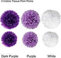 Décorations d'anniversaire - Guirlande Joyeux Anniversaire avec Pompons en Papier de Soie et Décorations Spirales Suspendues pour Fête - Violet et Blanc