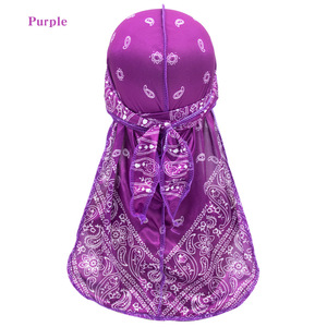 Turban Durag en soie unisexe pour hommes avec imprimé personnalisé <span class=keywords><strong>Bandana</strong></span> doux Accessoires pour <span class=keywords><strong>cheveux</strong></span> Hip Hop <span class=keywords><strong>Long</strong></span> Tail Straps Paisley Printed Silky Durags - Product Image 5