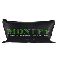 Logo personnalisé 14x28cm Noir PU Cuir Banque Pochettes à fermeture éclair pour Coin Cash Sacs