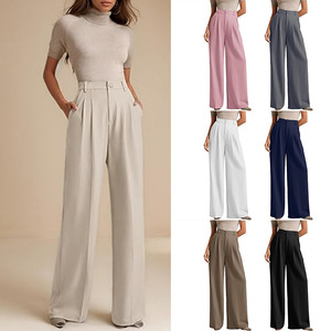 <span class=keywords><strong>Pantalon</strong></span> femme <span class=keywords><strong>taille</strong></span> <span class=keywords><strong>haute</strong></span> sur mesure, coupe ample, jambe large, <span class=keywords><strong>pantalon</strong></span> <span class=keywords><strong>de</strong></span> bureau, tenue <span class=keywords><strong>de</strong></span> <span class=keywords><strong>travail</strong></span> formelle, automne 2026, couleur unie - Product Image 1