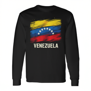 T-shirt à manches longues avec drapeau du Venezuela, unisexe adulte, col rond, impression numérique, promotionnel - Product Image 2
