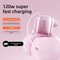 Batterie externe ultra-fine 20000 mAh grande capacité, charge rapide 22,5 W, câbles intégrés, support iPhone, chargeur portable, station d'alimentation